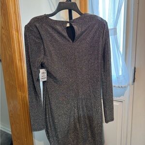 Bar III Metallic Black Long Sleeve Bodycon Dress great for a romantic dinner out